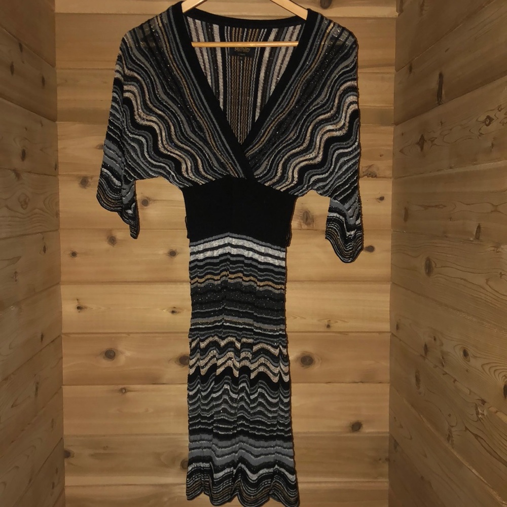 Black, Gold and Gray Knit Dress